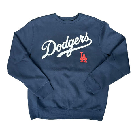 Los Angeles Dodgers Mens Sweatshirt Antigua Victory Pullover Crew Neck Navy Blue