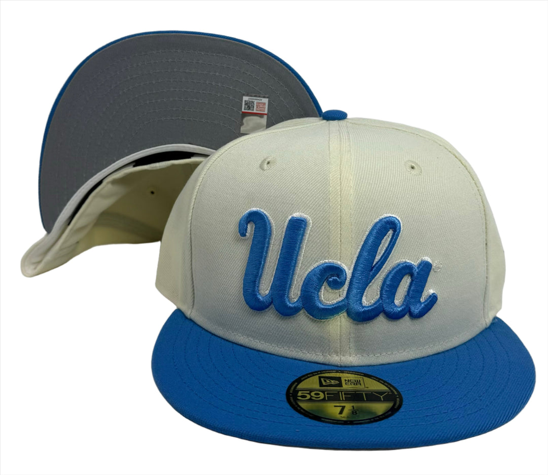 UCLA Bruins Fitted 59Fifty New Era Chrome Sky Script Cap Hat Grey UV - THE 4TH QUARTER