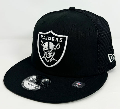 Las Vegas Raiders Snapback New Era Black Mesh Trucker Cap Hat Grey UV