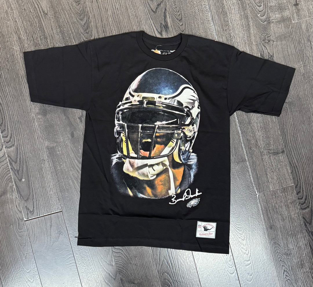 Philadelphia Eagles Mens T-Shirt Mitchell &amp; Ness Big Face Brian Dawkins Tee Black - THE 4TH QUARTER