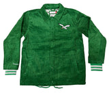 Philadelphia Eagles Mens Jacket Mitchell & Ness Off the Bus Corduroy Coaches Full-Snap