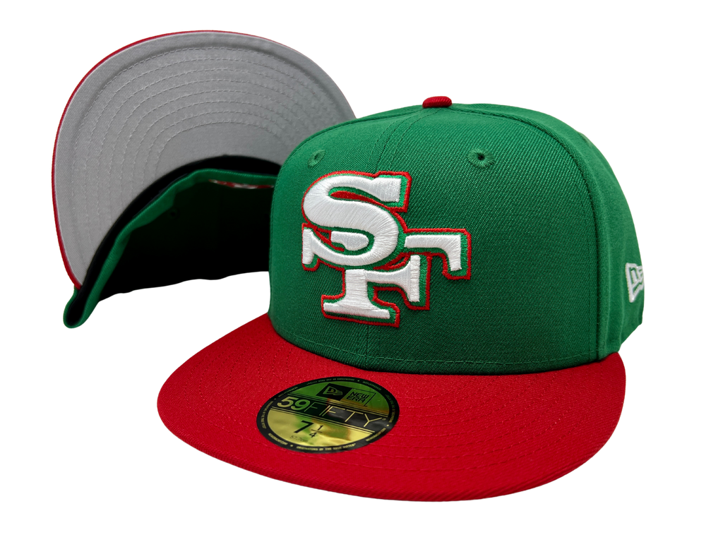 San Francisco 49ers Fitted New Era 59Fifty Green Red Cap Hat Grey