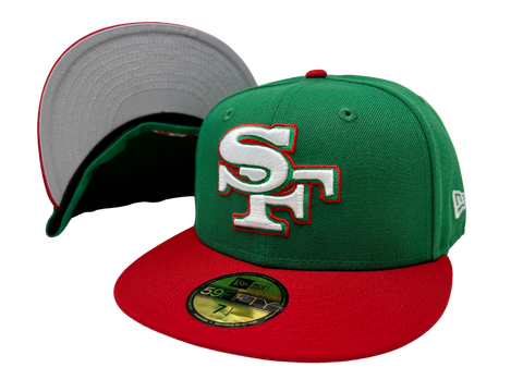San Francisco 49ers Fitted New Era 59Fifty Green Red Cap Hat Grey UV