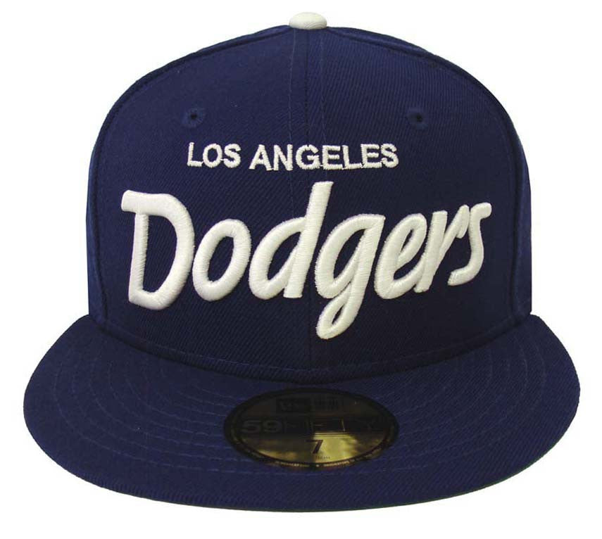 Dodgers Fitted New Era 59Fifty Script Royal Blue Hat Grey UV - THE 4TH QUARTER