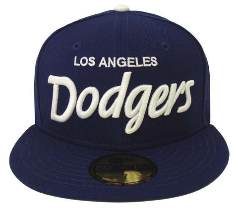 Dodgers Fitted New Era 59Fifty Script Royal Blue Hat Grey UV