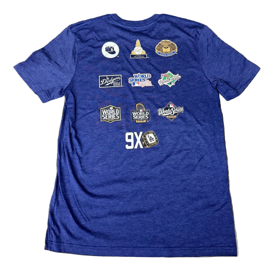 Los Angeles Dodgers Mens T-Shirt New Era 2025 World Series Heritage Tee - Blue - THE 4TH QUARTER