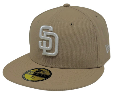 San Diego Padres Fitted New Era 59FIFTY Camel Cap Hat Grey UV