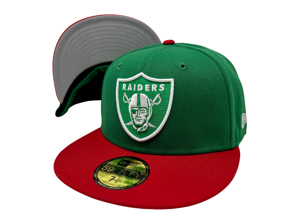 Las Vegas Raiders Fitted New Era 59Fifty Green Red Cap Hat Grey UV