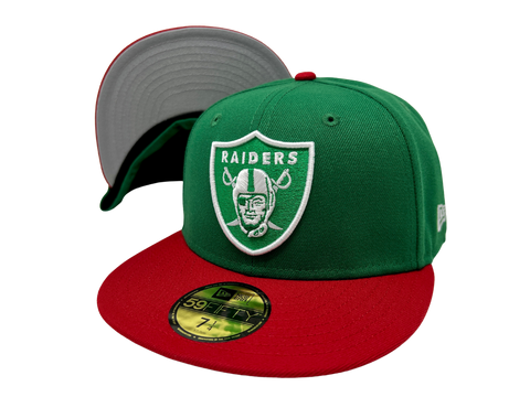 Las Vegas Raiders American Football League 60th Anniversary New Era 59FIFTY Fitted Hat (Black Green Under BRIM) 7 1/2