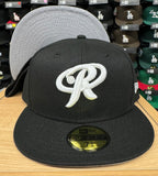 Rieleros de Aguascalientes Fitted New Era 59Fifty Black White Cap Hat. Grey UV