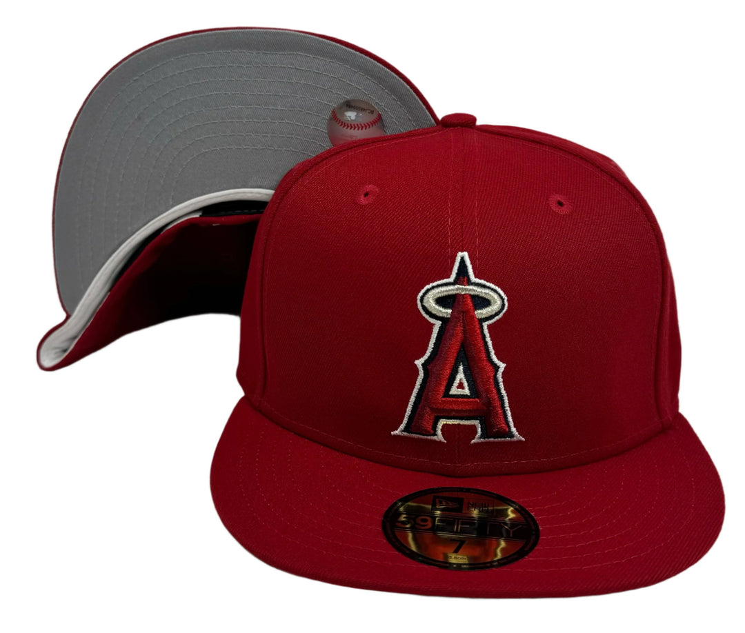 Anaheim Angels Fitted 59Fifty New Era Red Cap Hat Grey UV - THE 4TH QUARTER