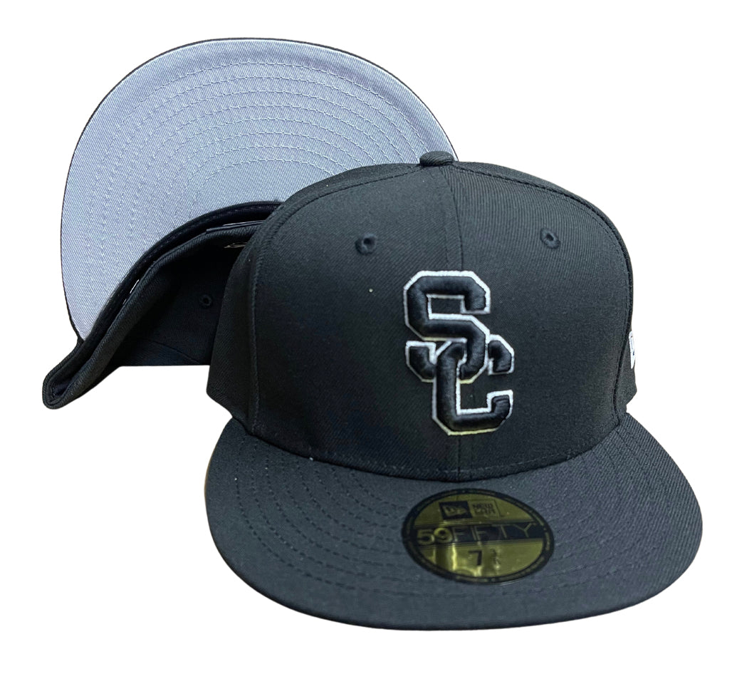 USC Trojans Fitted New Era Outline Black Cap Hat Grey UV - THE 4TH QUARTER