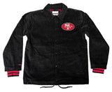 San Francisco 49ers Mens Jacket Mitchell & Ness Off the Bus Corduroy Coaches Full-Snap