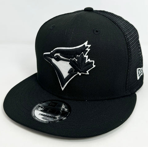 Toronto Blue Jays Snapback New Era Black White Mesh Trucker Cap Hat Grey UV