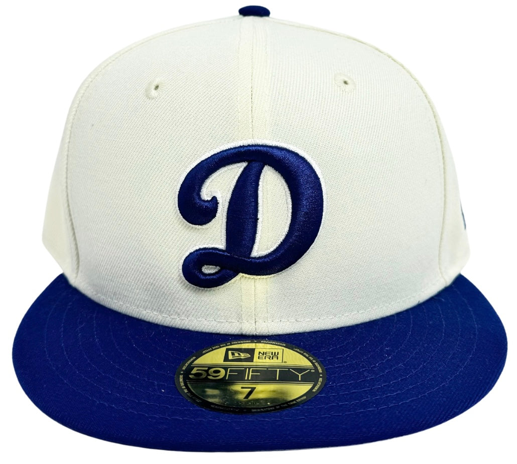 Los Angeles Dodgers "D" Logo Fitted 59Fifty New Era Chrome Blue Cap Hat Grey UV - THE 4TH QUARTER