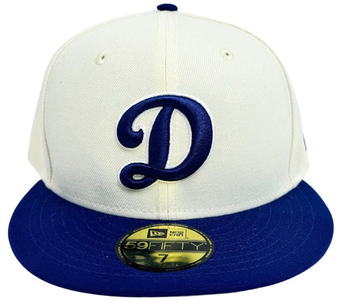 Los Angeles Dodgers "D" Logo Fitted 59Fifty New Era Chrome Blue Cap Hat Grey UV
