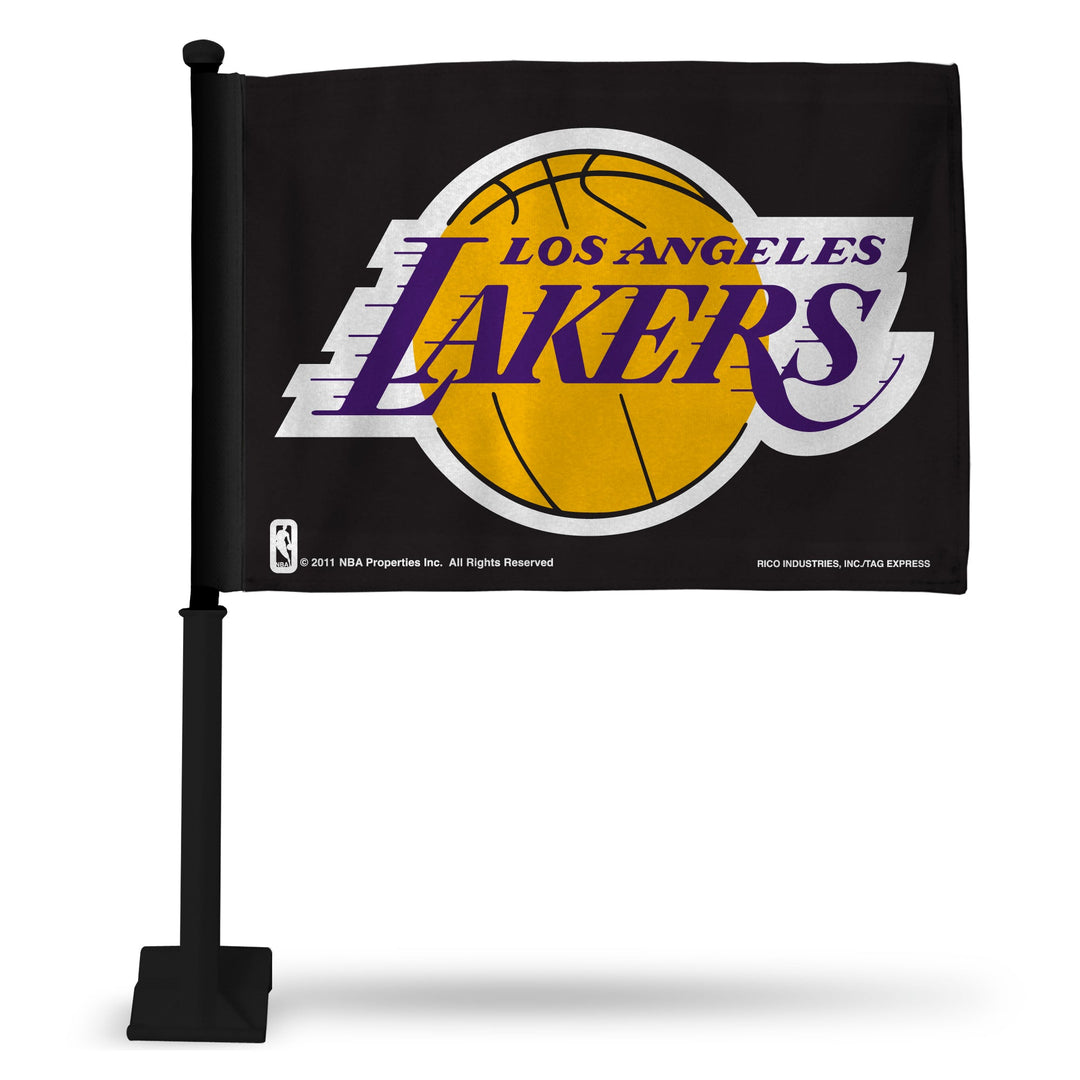 Los Angeles Lakers Double Sided Car Flag 16" x 19" Black - THE 4TH QUARTER