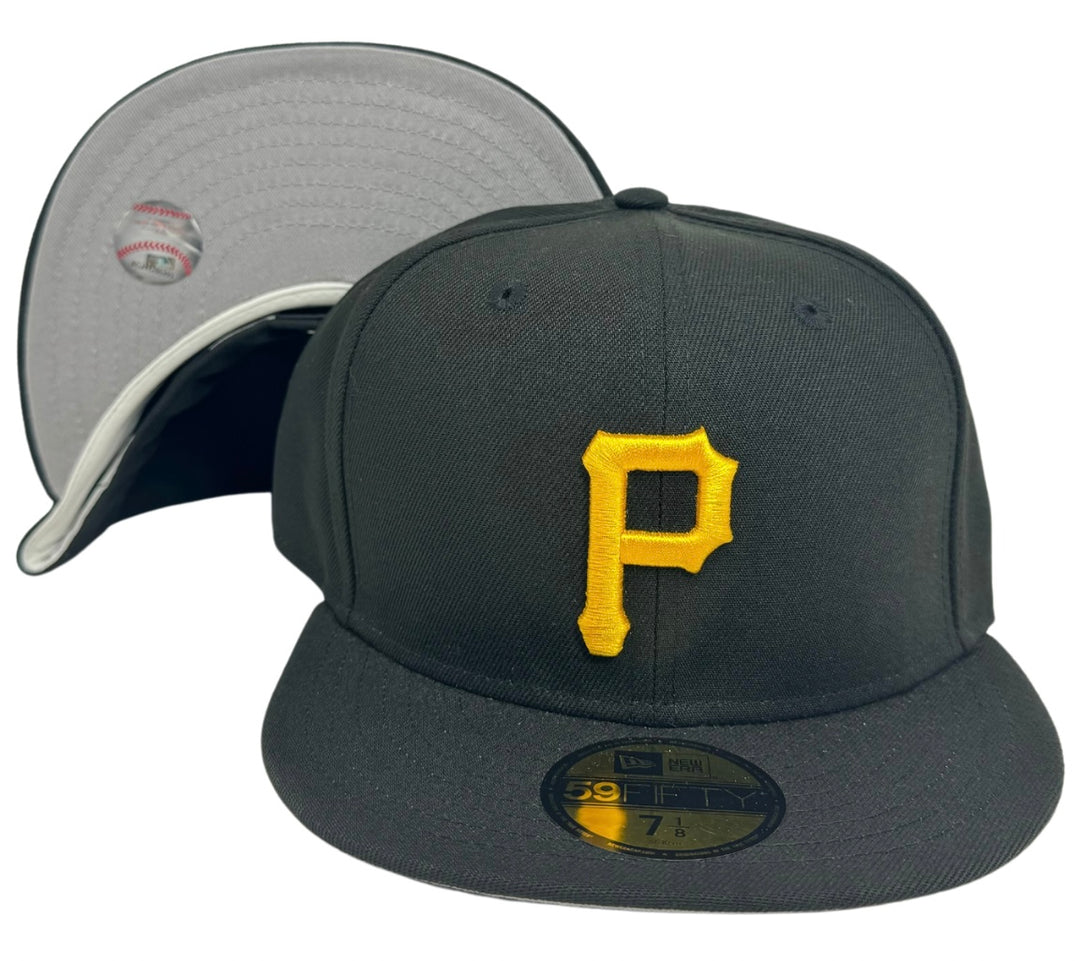 Pittsburgh Pirates Fitted 59Fifty New Era Black Cap Hat Grey UV - THE 4TH QUARTER