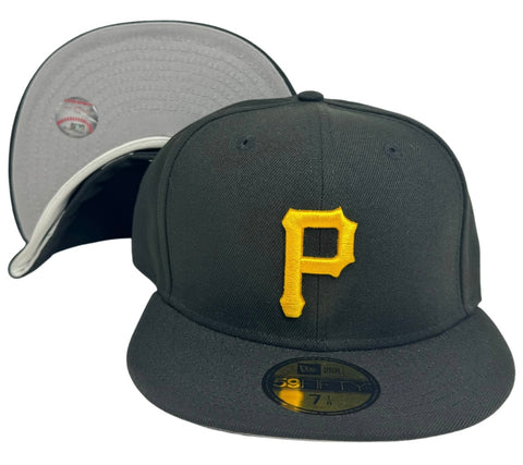 Pittsburgh Pirates Fitted 59Fifty New Era Black Cap Hat Grey UV