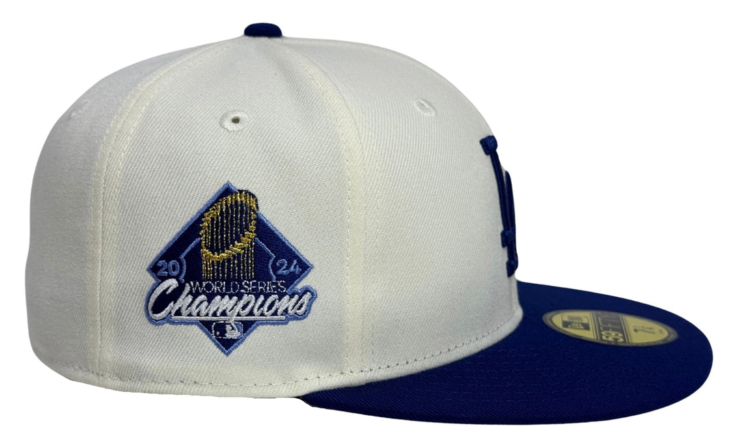 Los Angeles Dodgers Fitted New Era 59Fifty 2024 WSC Diamond Chrome Blue Cap Hat Grey UV - THE 4TH QUARTER