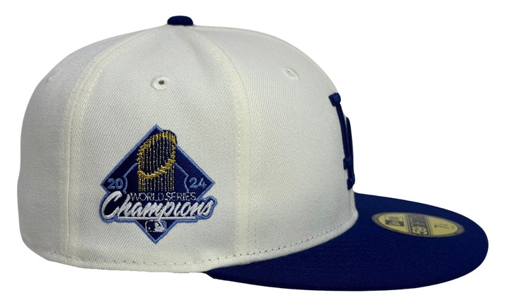 Los Angeles Dodgers Fitted New Era 59Fifty 2024 WSC Diamond Chrome Blue Cap Hat Grey UV - THE 4TH QUARTER