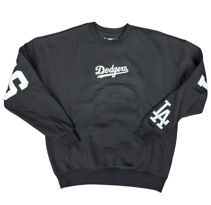 Los Angeles Dodgers Mens Sweatshirt Pro Standard Drop Shoulder Wingspan Crew Neck Fleece Black White - THE 4TH QUARTER