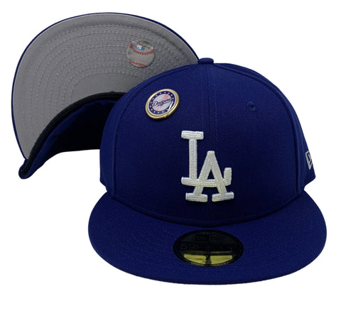Los Angeles Dodgers Fitted New Era 59Fifty Pin Cap Hat Grey UV