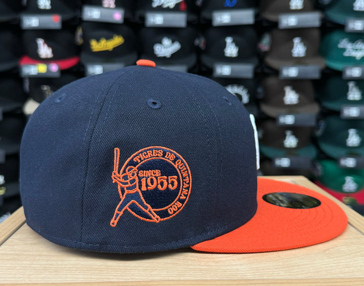 Tigres de Quintana Roo New Era 59Fifty 55 Patch Fitted Navy Orange Hat Cap Black UV - THE 4TH QUARTER