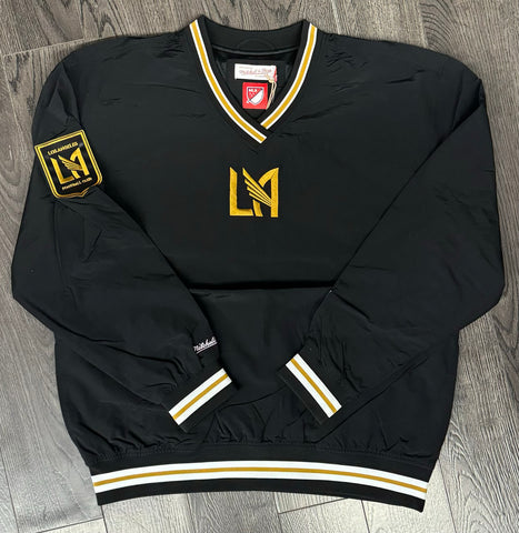 Los Angeles FC Mens Mitchell & Ness Vintage Logo V-Neck Pullover Jacket