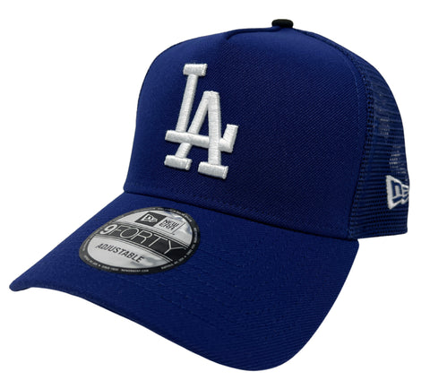 Los Angeles Dodgers Snapback 9Forty New Era A-Frame Trucker Cap Hat Blue