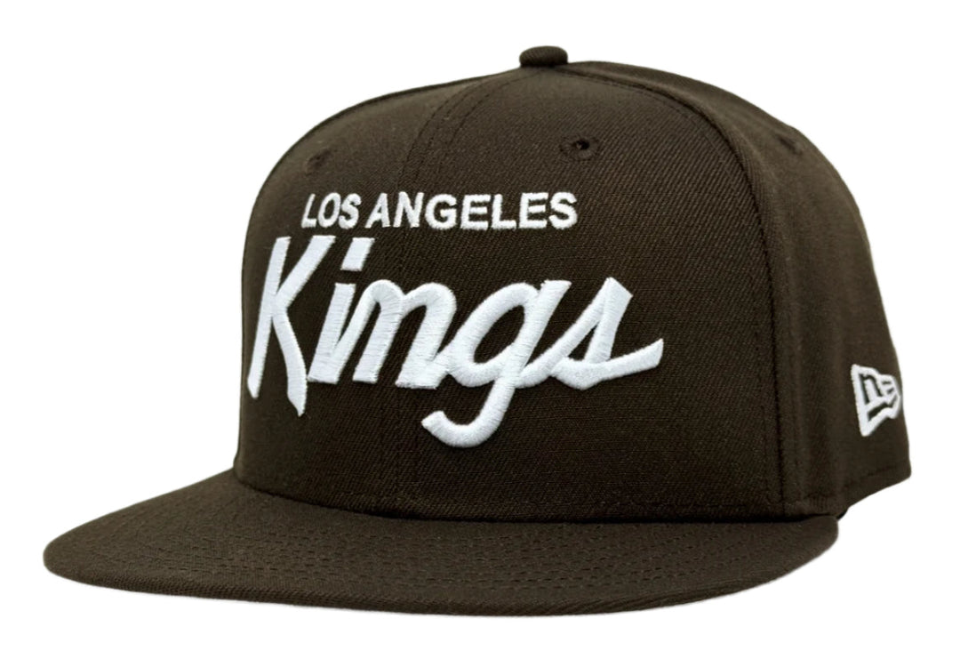 Los Angeles Kings Fitted New Era 59Fifty Script Cap Hat Brown - THE 4TH QUARTER