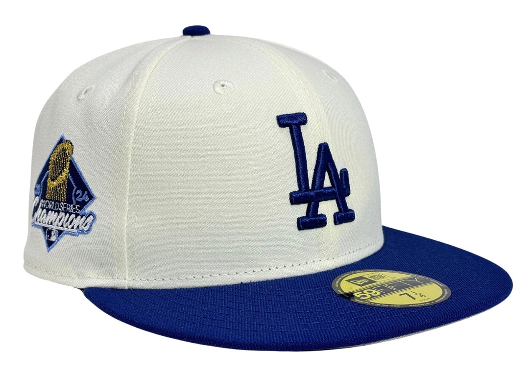 Los Angeles Dodgers Fitted New Era 59Fifty 2024 WSC Diamond Chrome Blue Cap Hat Grey UV - THE 4TH QUARTER