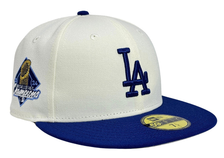 Los Angeles Dodgers Fitted New Era 59Fifty 2024 WSC Diamond Chrome Blue Cap Hat Grey UV - THE 4TH QUARTER