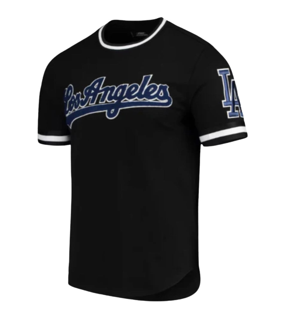 Los Angeles Dodgers Mens T-Shirt Pro Standard Chenille Black - THE 4TH QUARTER