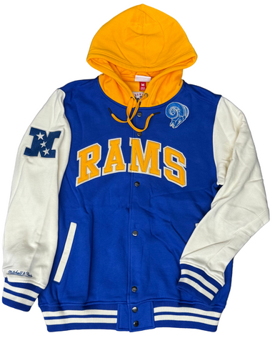 Los Angeles Rams Mens Mitchell & Ness Courtside Hoodie Fleece Jacket