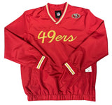 San Francisco 49ers Mens Jacket G-III Pullover Script V-Neck Pullover Windbreaker