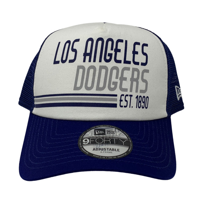Los Angeles Dodgers Snapback New Era 9Forty Stacked A-Frame Mesh Trucker Blue Cap Hat - THE 4TH QUARTER