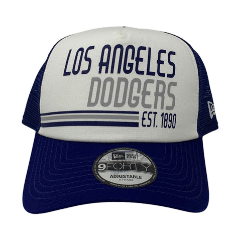 Los Angeles Dodgers Snapback New Era 9Forty Stacked A-Frame Trucker Blue Cap Hat