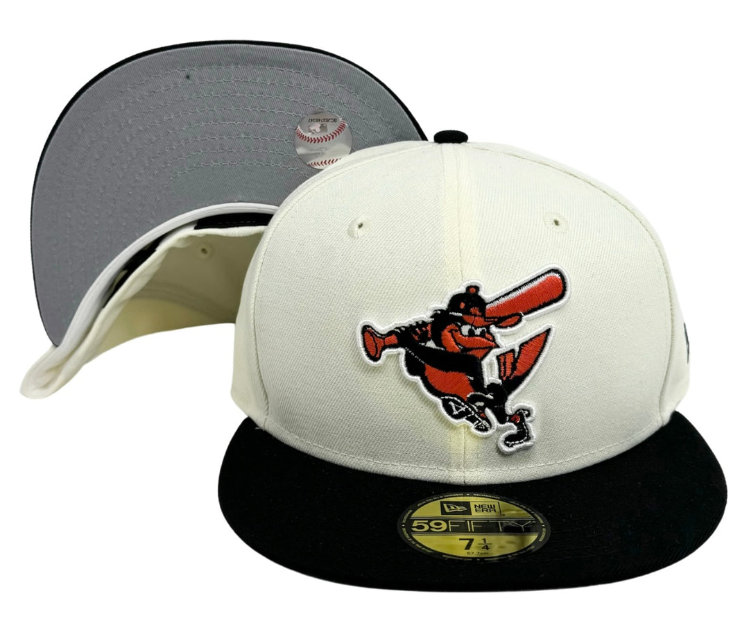 Baltimore Orioles Bird Fitted 59Fifty New Era Chrome Black Cap Hat Grey UV - THE 4TH QUARTER
