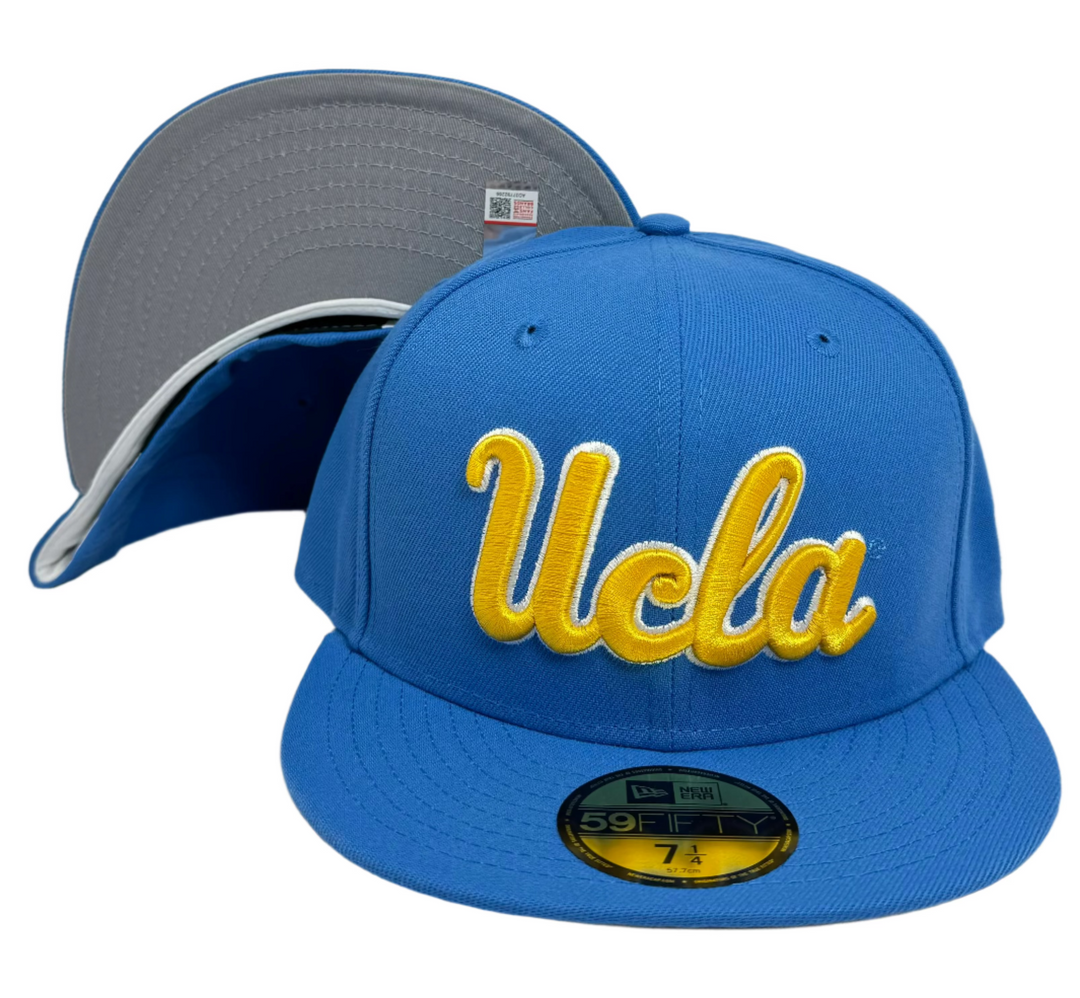 UCLA Bruins Fitted 59Fifty New Era Sky Script Cap Hat Grey UV - THE 4TH QUARTER