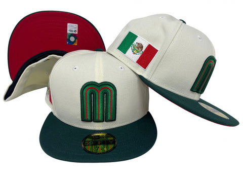 Mexico Fitted New Era 59FIFTY WBC Chrome Green Hat Cap Red UV