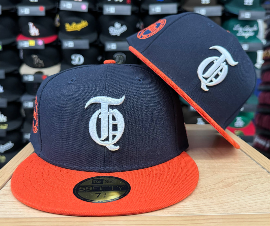 Tigres de Quintana Roo New Era 59Fifty 55 Patch Fitted Navy Orange Hat Cap Black UV - THE 4TH QUARTER