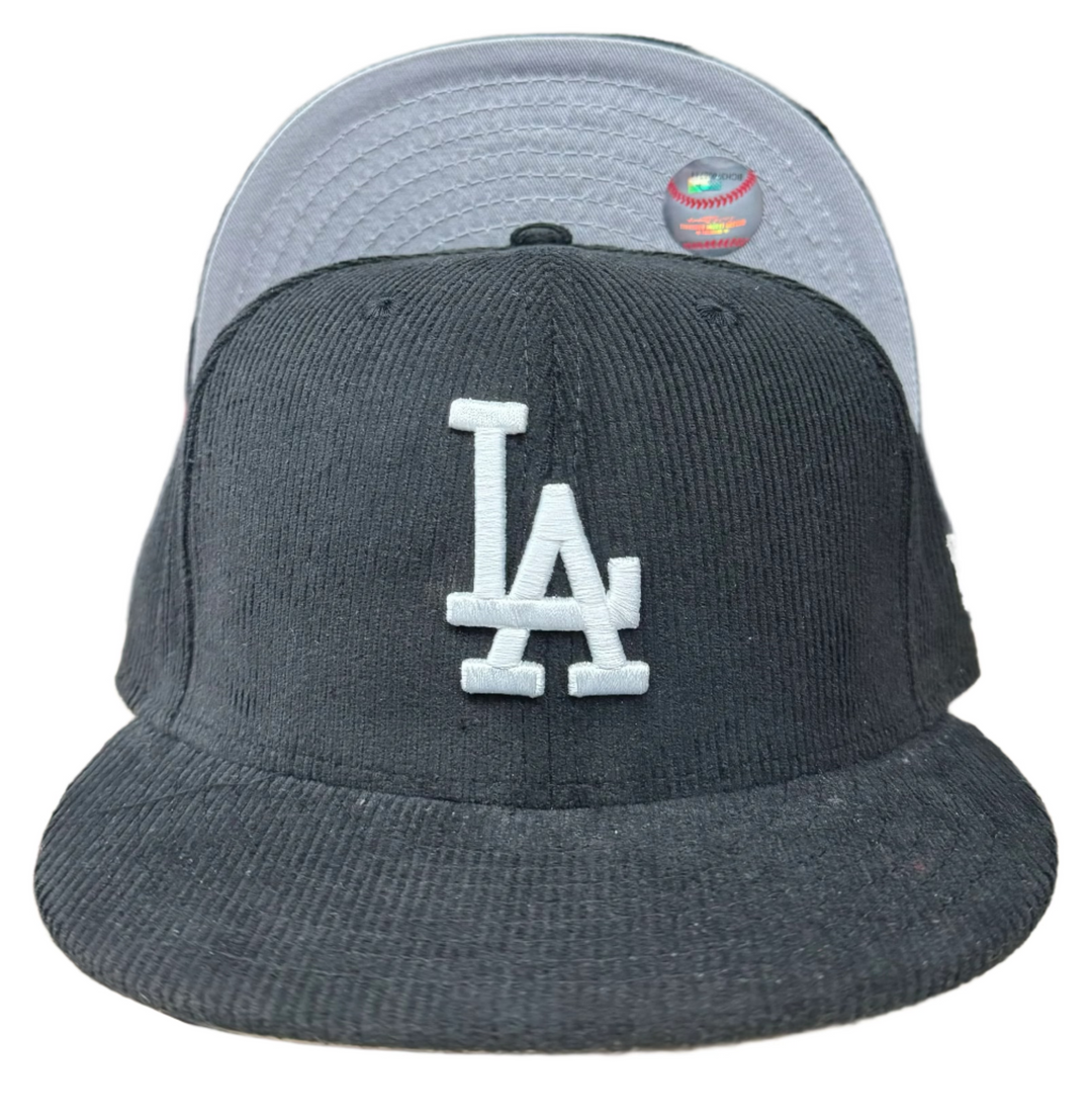 Los Angeles Dodgers Fitted New Era 59Fifty Black Corduroy Hat Grey UV - THE 4TH QUARTER
