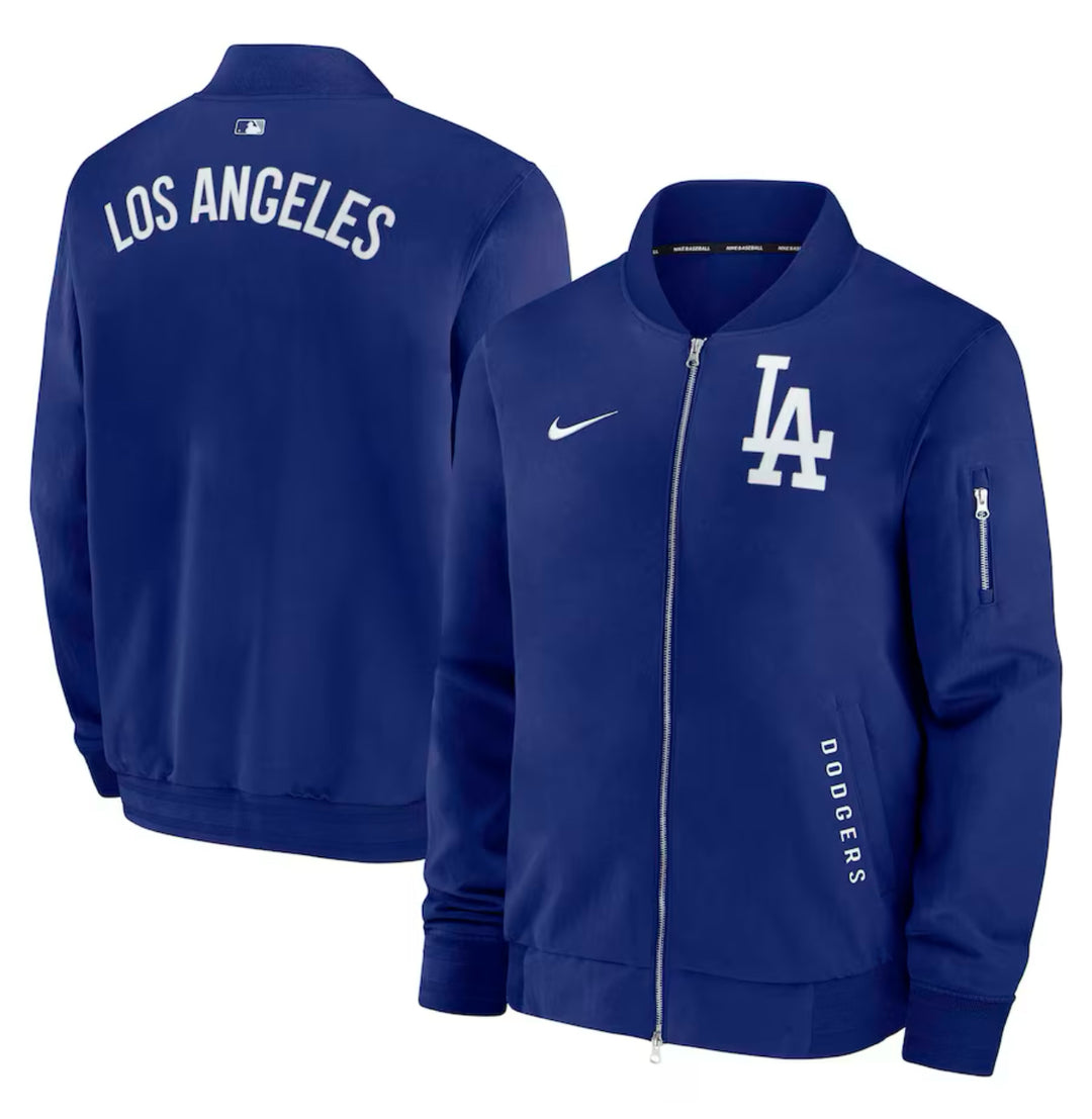 Los Angeles Dodgers Authentic Collection Dugout Full-Zip Bomber Jacket Royal Blue - THE 4TH QUARTER