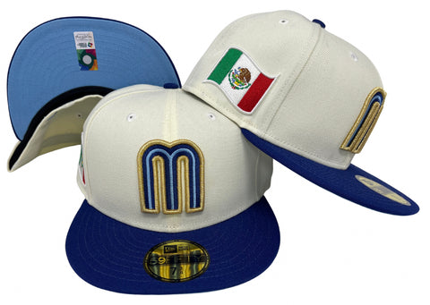 Mexico Fitted New Era 59FIFTY WBC Chrome Royal Hat Cap Sky UV
