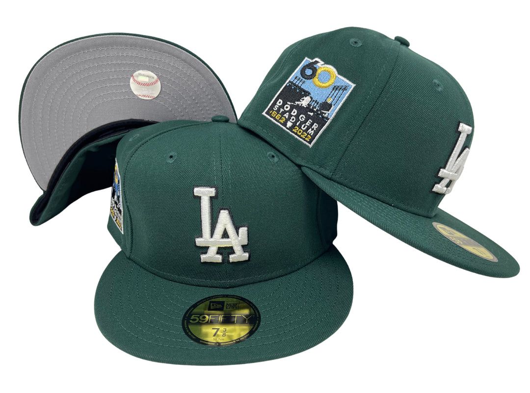 Dodgers Fitted New Era 59Fifty 60th Ann. Green Cap Hat Grey UV - THE 4TH QUARTER