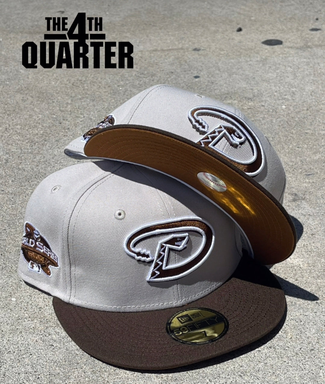 Arizona Diamondbacks Fitted New Era 59Fifty 2001 WS Stone Brown Hat Cap Copper UV - THE 4TH QUARTER
