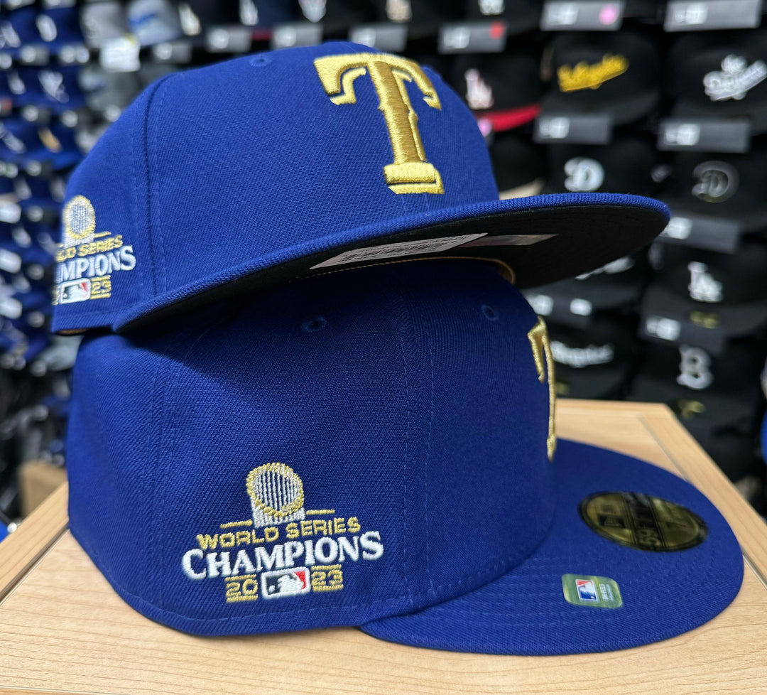 Texas Rangers Fitted New Era 59Fifty 2023 Champions Blue Cap Hat - THE 4TH QUARTER