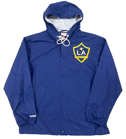 Los Angeles Galaxy Mens Jacket Mitchell & Ness Hooded Coaches Vintage Logo Jacket