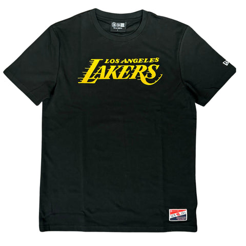 Los Angeles Lakers Mens Embroidered T-Shirt New Era Motion Black Tee